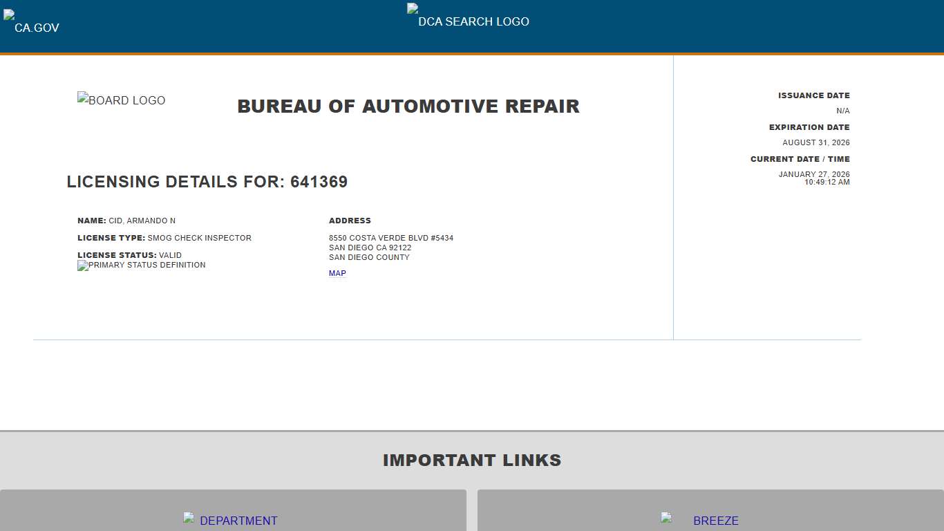 DCA - Search Details
